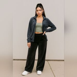 Steve Madden Velvet Pants S Black Flared High Rise Dress Casual Soft Y2K Baddie